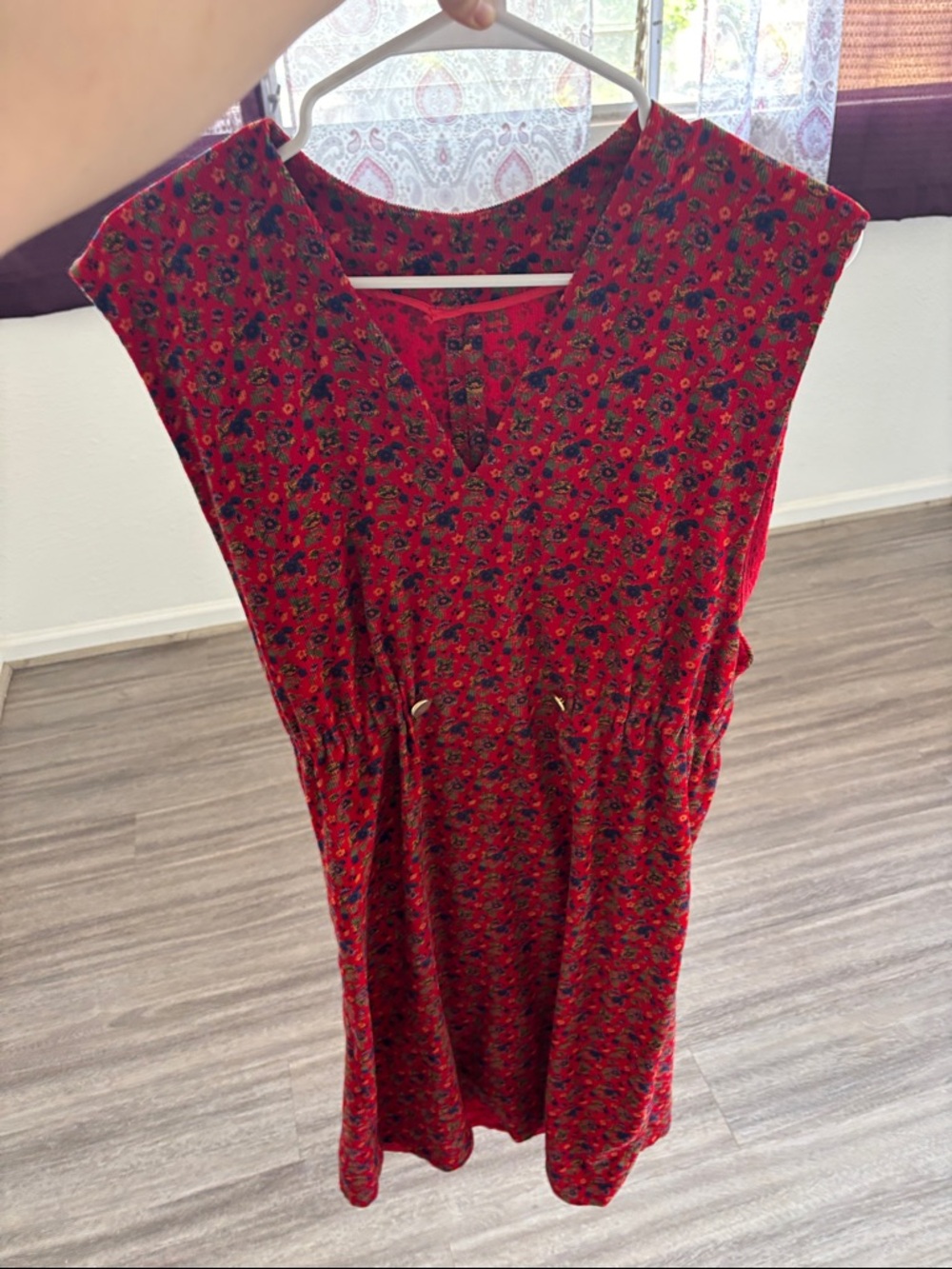 Red Floral V-Neck Women's Dress